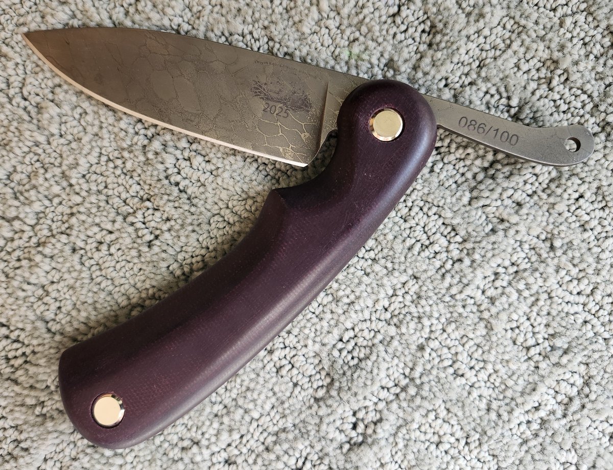 2025 OKCA club knife: Mike Johnston Damascus Friction Folder
