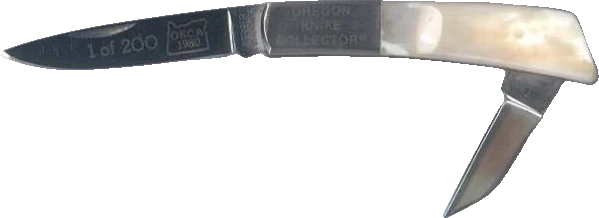 1980 OKCA club knife: Gerber 250 Sp Silver Knight Stag