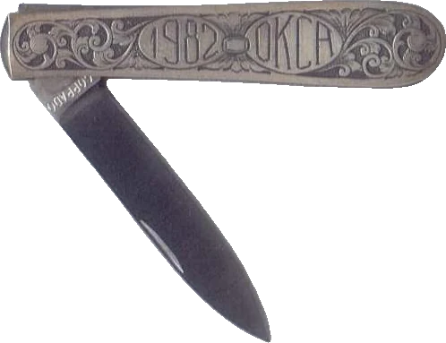 1982 OKCA club knife: Corrado Silver folder- Sherwood engraved