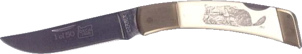 1985 OKCA club knife: Gerber FSII - Beaver Scrimshaw
