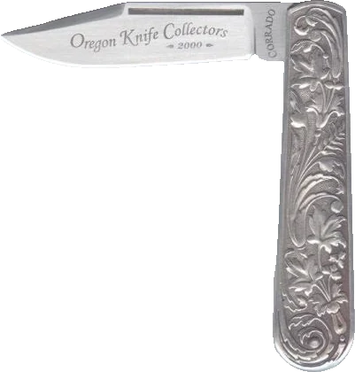 2000 OKCA club knife: Corrado silver folder - engraving Phil Grifnee